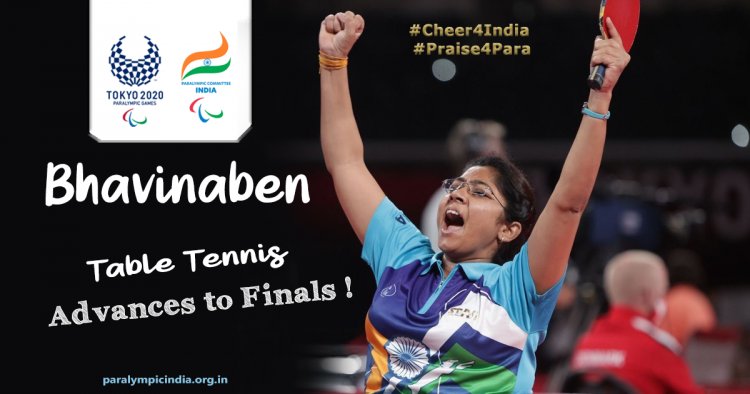 Paralympian Bhavina Advances to Finals  in Table Tennis Paralympics Tokyo 2020