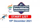 Start List IONPAC 19 December 2021