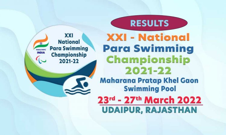 Results XXI National Para Swimming 2021-22, Udaipur