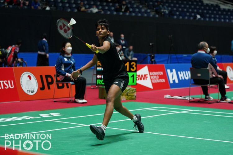 India's Manisha Ramadass in action in her semi-finals in Tokyo.